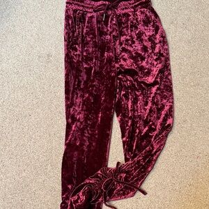 Gorgeous Romeo & Juliet Couture Crushed Velvet Burgundy Joggers